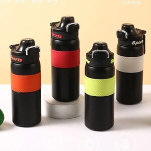 Stainless Steel Sport Bottle with Silicone Sleeve & Carry Band | 550 ML | Portable & Leakproof | High Insulation | Assorted Colors | Box Packing 1 pc