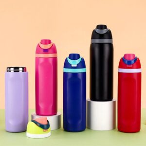 Stainless Steel Slim Bottle with Straw & Carry Band | Double wall Insulation | Dual Drinking System & Leakproof | 800 ML | Assorted Colors | Box Packing 1 pc