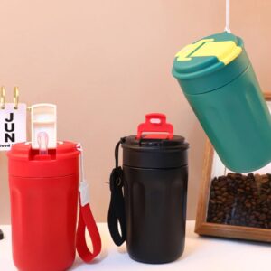 Stainless Steel Insulated Travel Coffee Sipper with Carry Band | 400 ML | Portable & Leakproof | Assorted Colors | Box Packing 1 pc