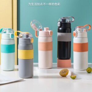 Stainless Steel Double wall Sport Sipper with Silicone Sleeves | 550 ML | Leakproof & Airtight | Assorted Colors | Box Packing 1 pc