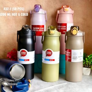 Stainless Steel Insulated Sipper | 1200 ML | Airtight & Leak Proof | Assorted Colors | Box Packing 1 pc