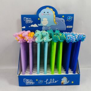 Cute Cartoon Character Korean Style Silicone Gel-Ink Pen for Kids | 0.5mm | Kawaii Writing Pens | Display Box Packing | Assorted Color- 3 Pcs